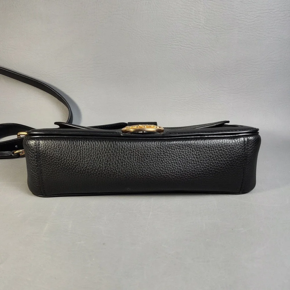 Coach Georgie Crossbody Bag Pebbled Leather Black Gold Hardware